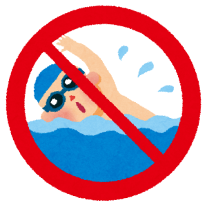 ある海岸にある“飛び込み禁止”看板のピクトグラム、はしゃぎすぎｗ